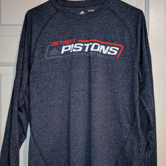adidas ClimaCool Detroit Pistons Long Sleeve Shirt - Picture 1 of 3